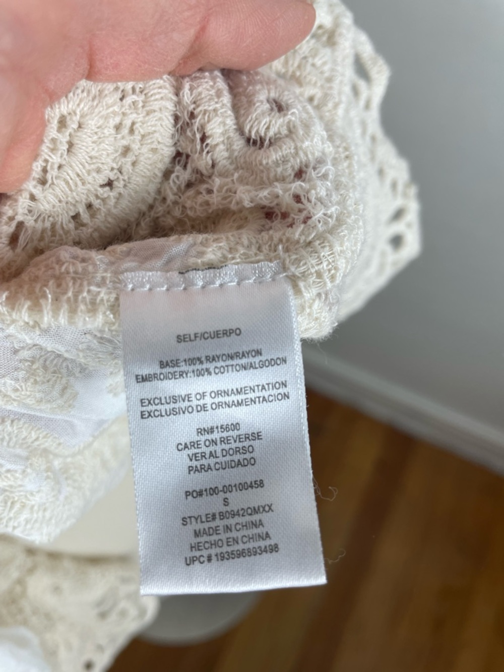 Democracy Cream and White Crochet-Trim Peasant Blouse - Picture 16 of 16